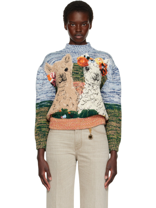 Stella Mccartney Multicolor Alpaca Jacquard Knit Sweater