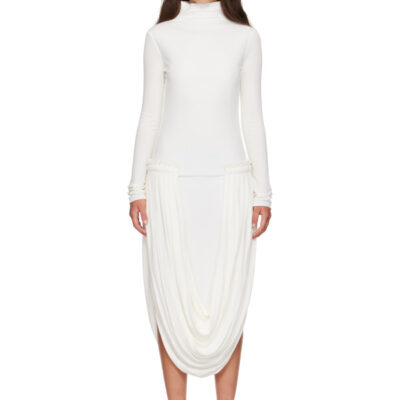 Stella Mccartney White Draping Midi Dress