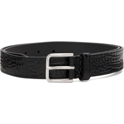 The Frankie Shop Black Toni Croc Patent Leather Belt