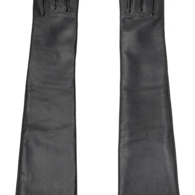 The Frankie Shop Black Veneto Long Leather Gloves