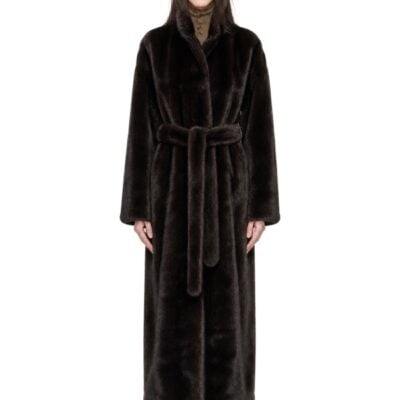 The Frankie Shop Brown Ravello Faux-Fur Robe Coat