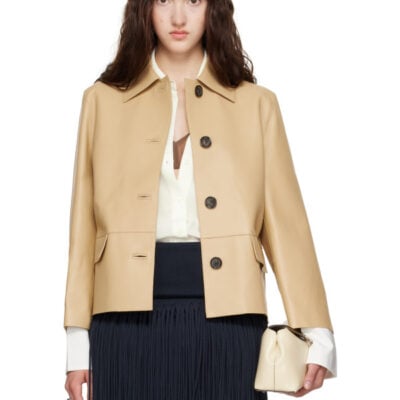 Totême Beige Bonded Leather Jacket