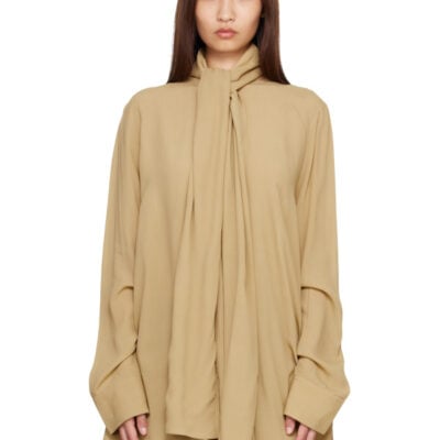 Totême Beige Draped Scarf Blouse