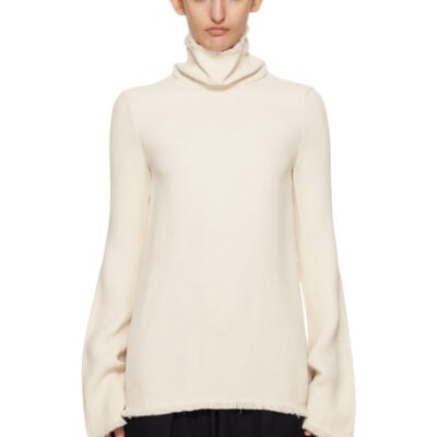 Totême Beige Frayed-Edge Slim Turtleneck