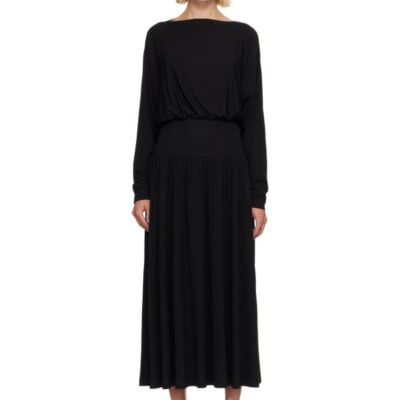 Totême Black Boatneck Jersey Maxi Dress