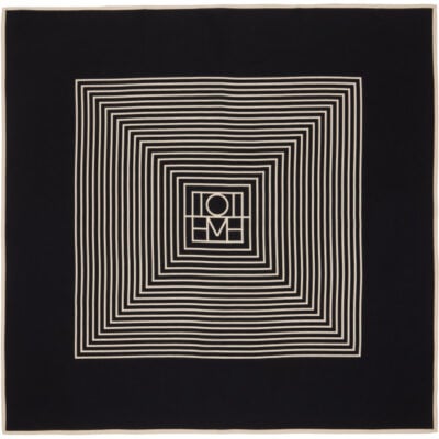 Totême Black Centered Monogram Silk Scarf