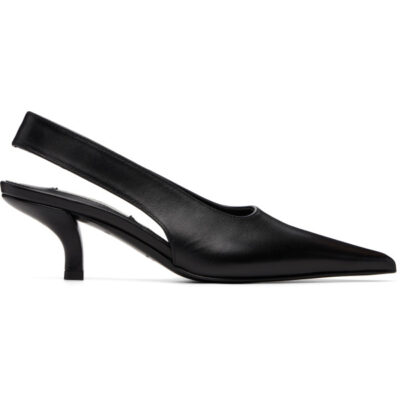 Totême Black Classic Leather Slingback Heels