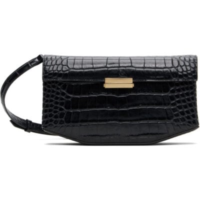 Totême Black Clip Croco-Embossed Bag