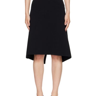 Totême Black Dipped Knit Midi Skirt