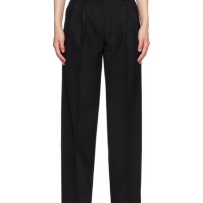 Totême Black Double-Pleated Tailored Trousers