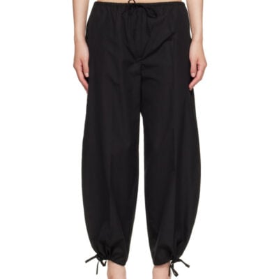 Totême Black Drawstring Cotton Trousers