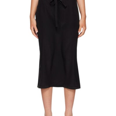 Totême Black Fluid Silk Midi Skirt