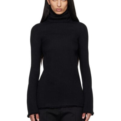 Totême Black Frayed-Edge Slim Top