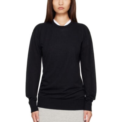 Totême Black Long-Sleeve Knit Sweater