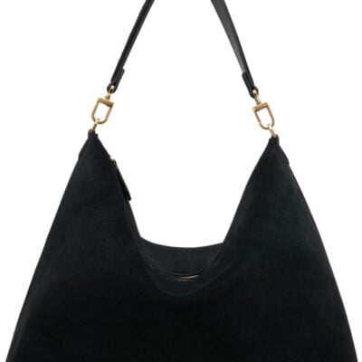 Totême Black Medium Bevel Suede Bag
