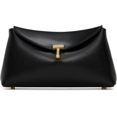Totême Black Mini T-Lock Leather Clutch