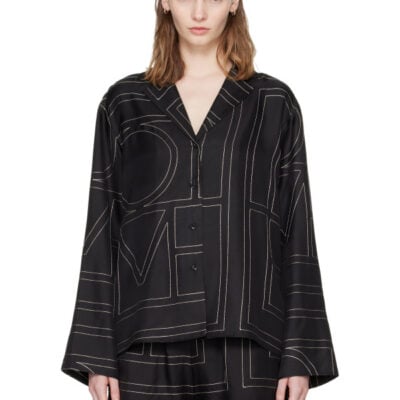 Totême Black Monogram Silk PJ Shirt