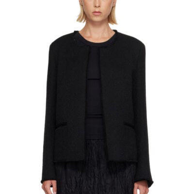 Totême Black Open-Front Bouclé Blazer