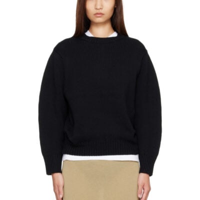 Totême Black Oversized Crew Knit Sweater