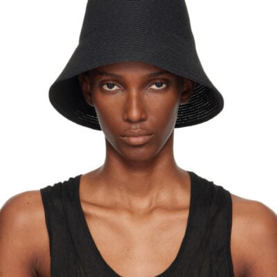 Totême Black Paper Sun Bucket Hat