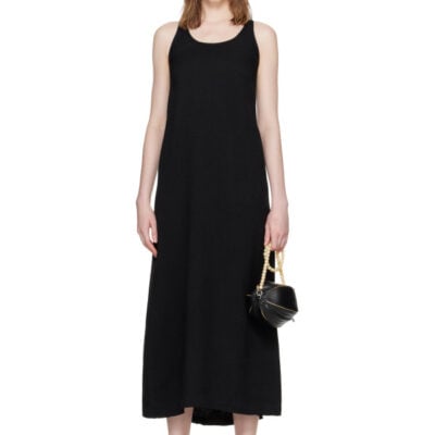 Totême Black Scoop-Neck Sablé Maxi Dress