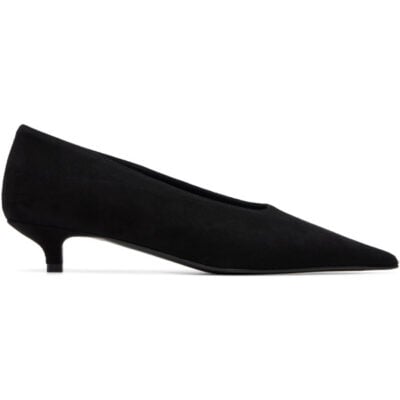 Totême Black Sharp Suede Kitten Heels