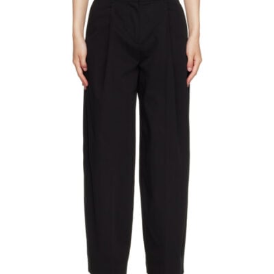 Totême Black Single Pleat Cotton Trousers