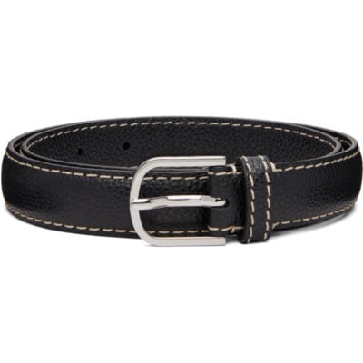 Totême Black Slim Grained-Leather Trouser Belt