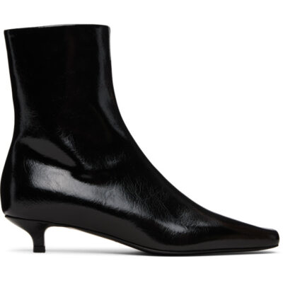 Totême Black Slim Naplack Ankle Boots