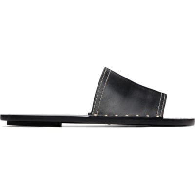 Totême Black Studded Leather Slide Sandals