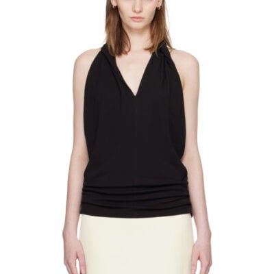 Totême Black Twisted Jersey Halter Top