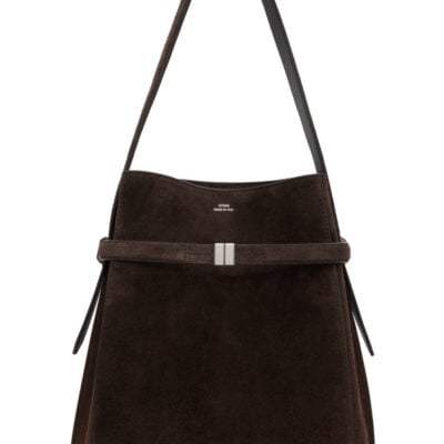 Totême Brown Belted Suede Bucket Bag