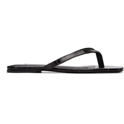 Totême Brown Croco-Embossed Flip-Flops