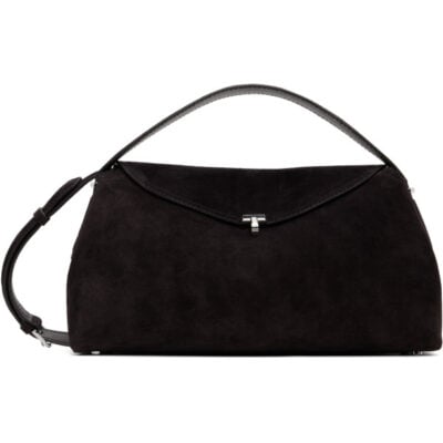 Totême Brown T-Lock Suede Top Handle Bag