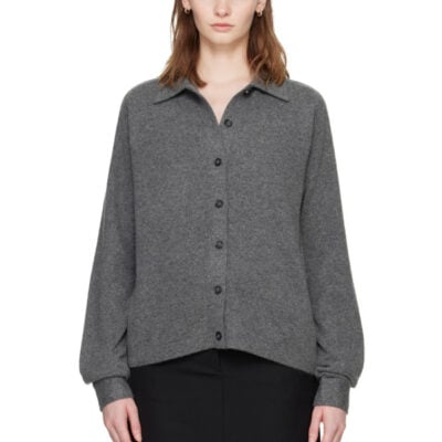 Totême Gray Raglan-Sleeve Cashmere Cardigan
