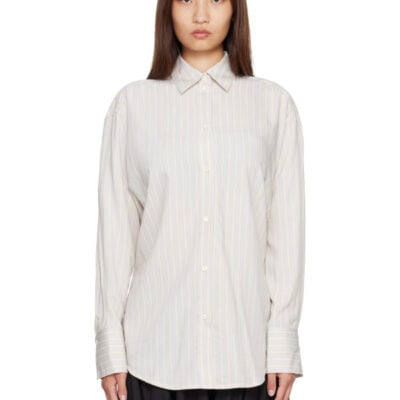 Totême Off-White & Blue Oversized Striped Shirt