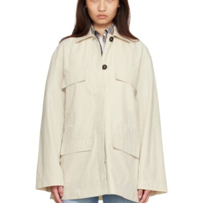 Totême Off-White Collared Drawstring Jacket