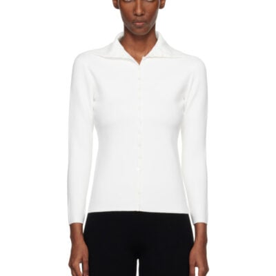 Totême Off-White Fitted Polo Cardigan