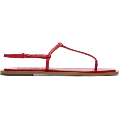 Totême Red T-Strap Nappa Sandals