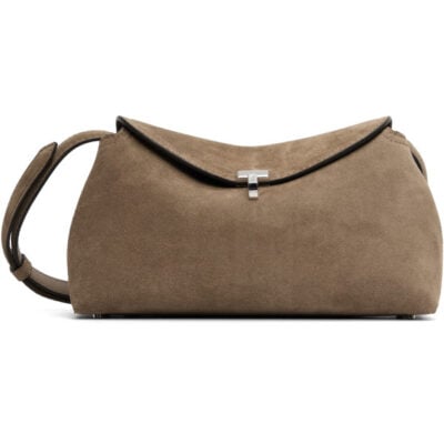 Totême Tan T-Lock Suede Clutch