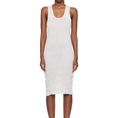 Totême White Crinkled Knit Tank Midi Dress