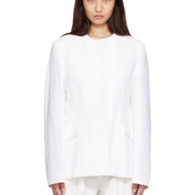 Totême White Jacquard Cotton Blazer