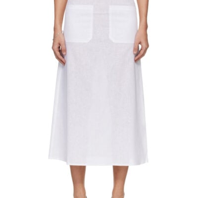 Totême White Tie-Waist Midi Skirt