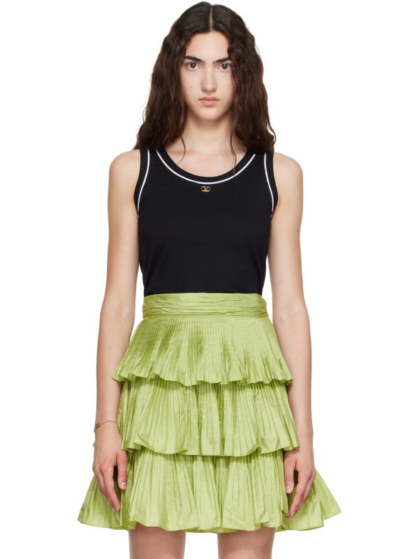 Valentino Black Cotton Jersey VLogo Tank Top