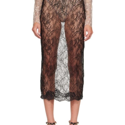 Valentino Black Lace Midi Skirt