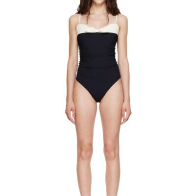 Valentino Black & White Bow Swimsuit