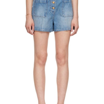 Valentino Blue Patch Pocket Denim Shorts
