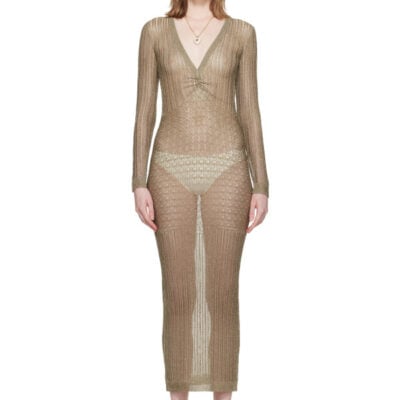 Valentino Gold Tailored Elegance Lurex Maxi Dress