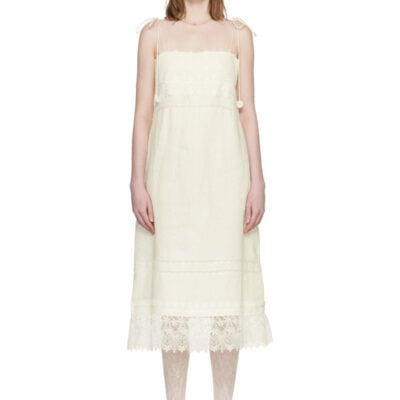 Valentino Off-White Linen Midi Dress