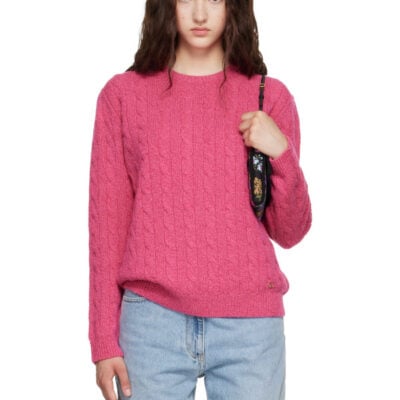 Valentino Pink Cable-Knit Wool Sweater